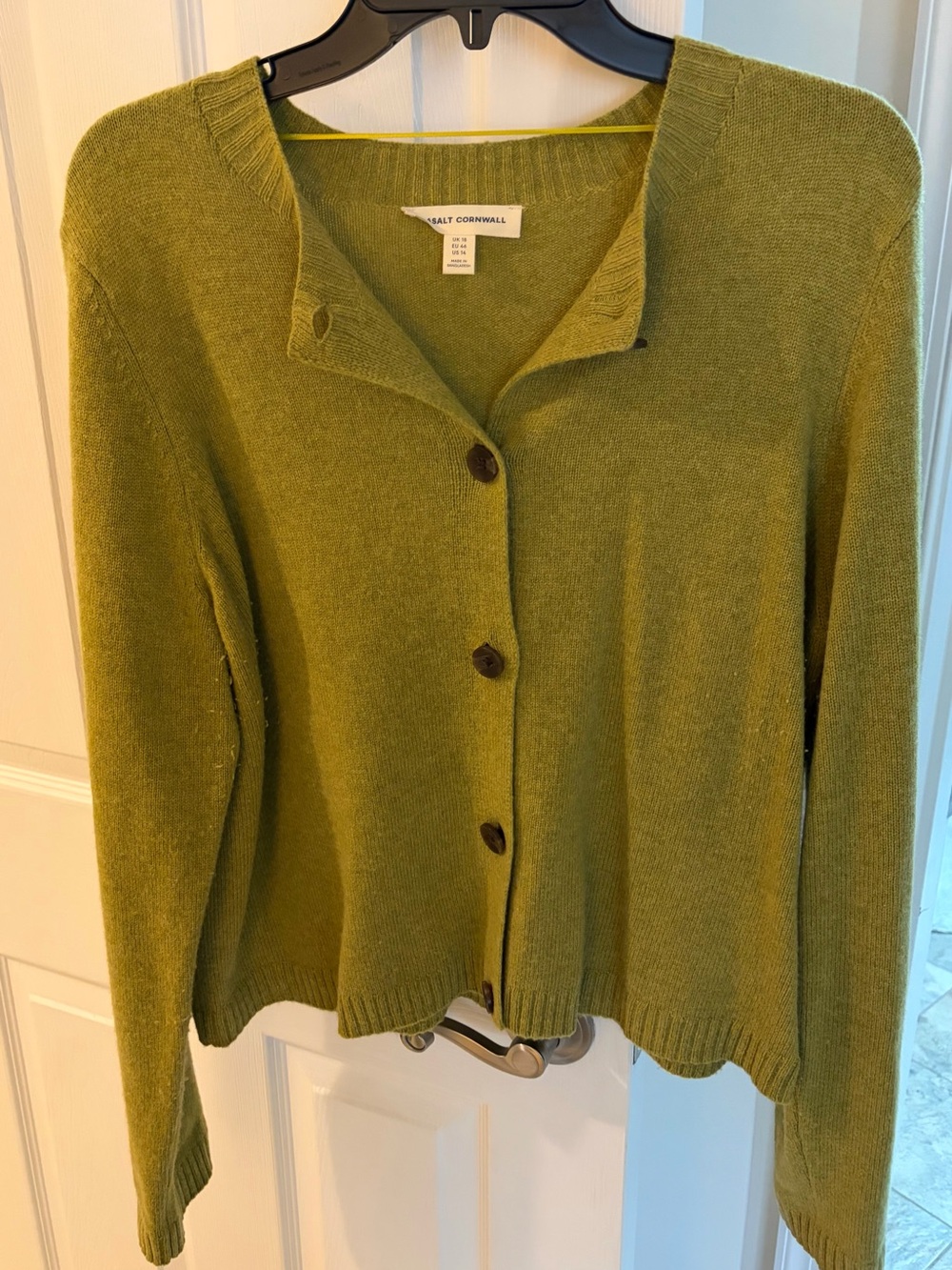 Seasalt Cornwell Classic Olive Crewneck Button-Front Sweater